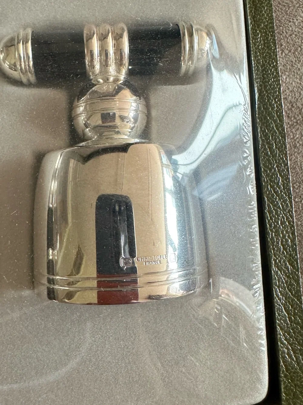 Christofle Silver-Plated Corkscrew & Foil Cutter with Black Handles